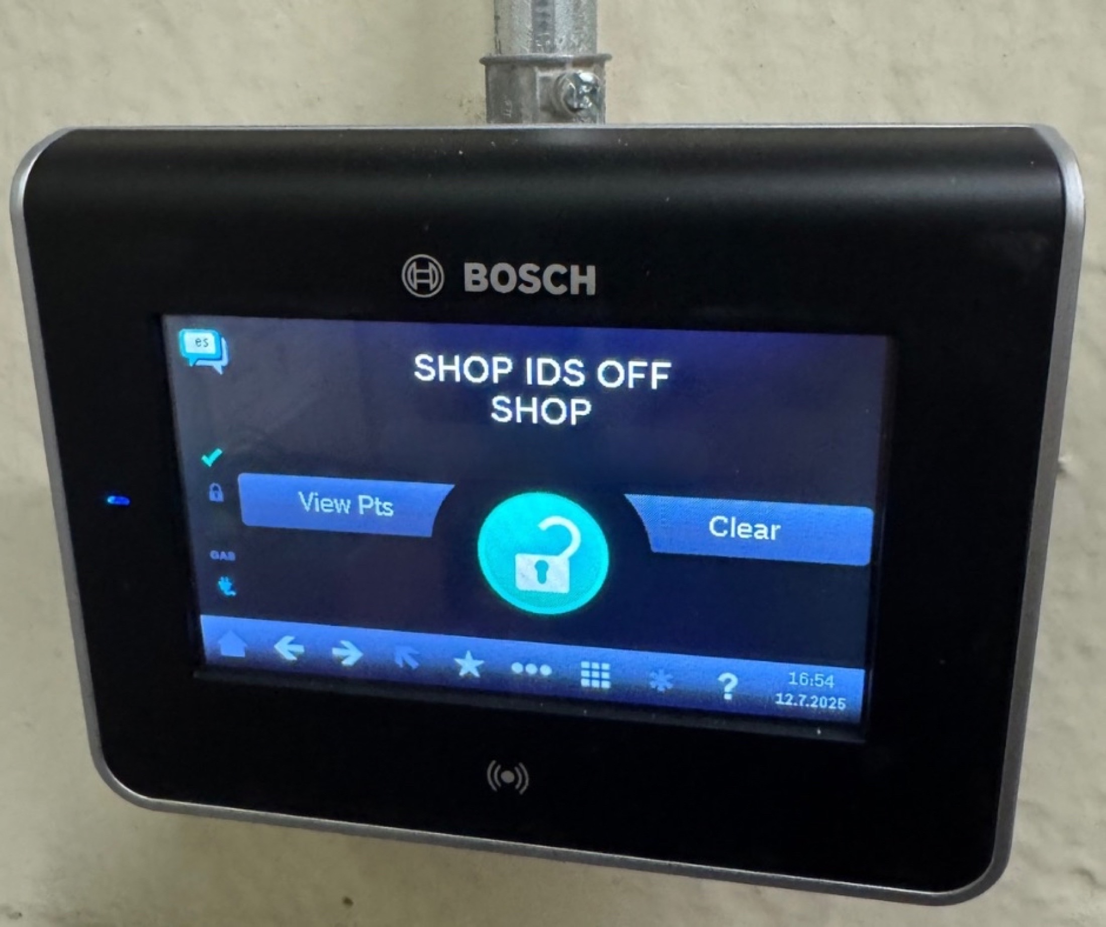 Bezemer Industries branded alarm keypad for warehouse access control